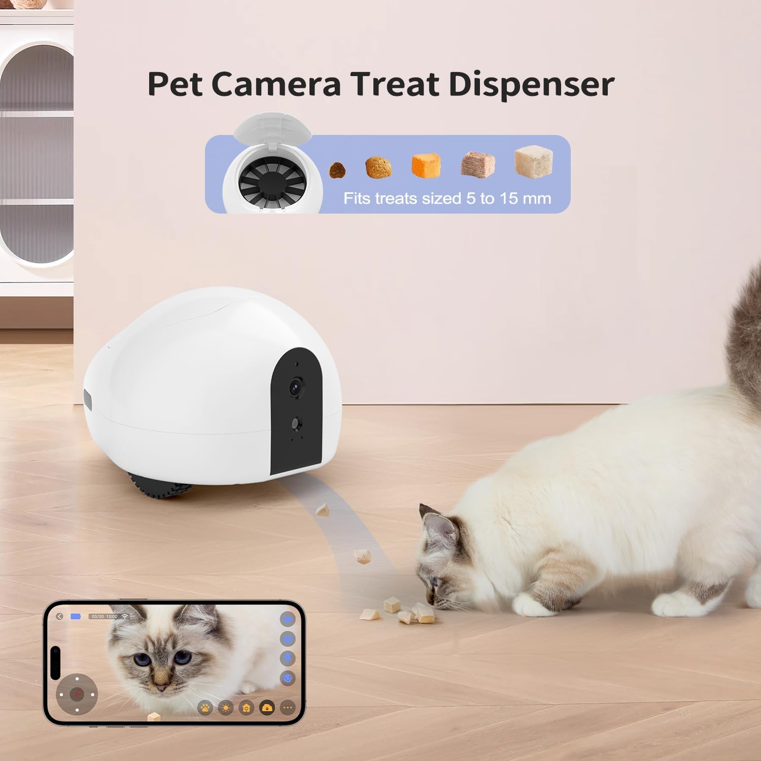 Pumpkii BQ70- Moving Robot for Dog and Cat, Pet Camera Treat Dispenser