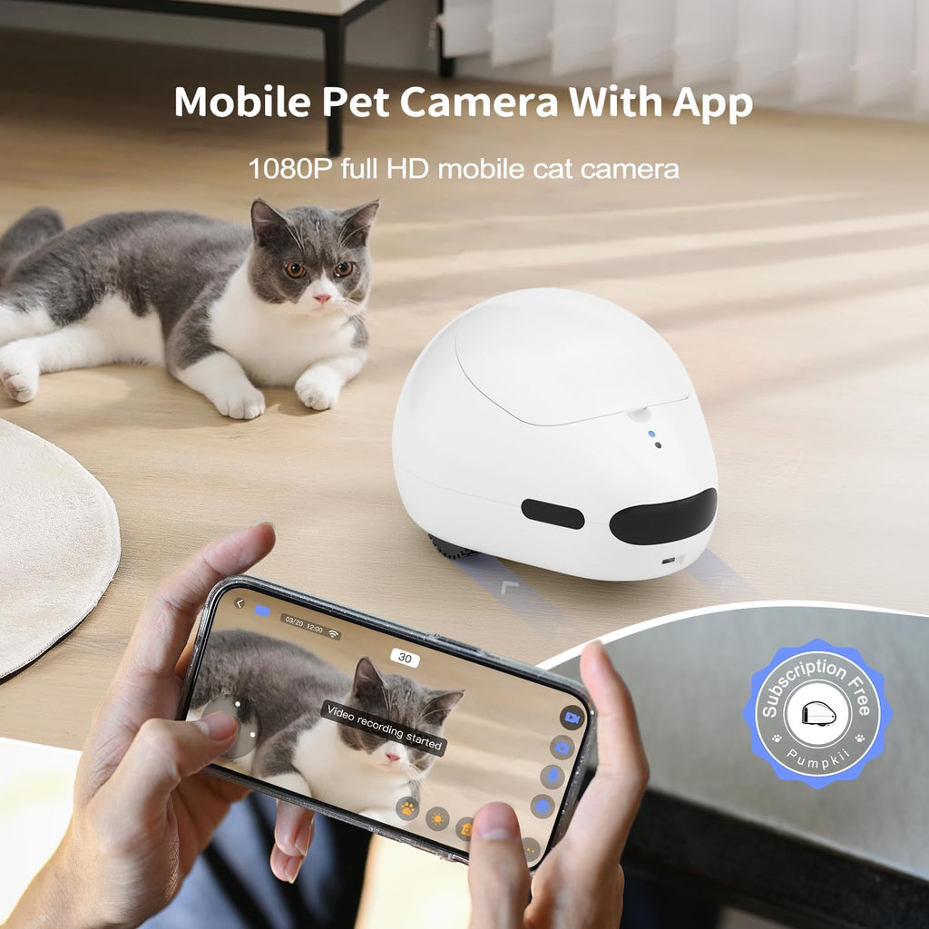 Pumpkii BQ70- Moving Robot for Dog and Cat, Pet Camera Treat Dispenser