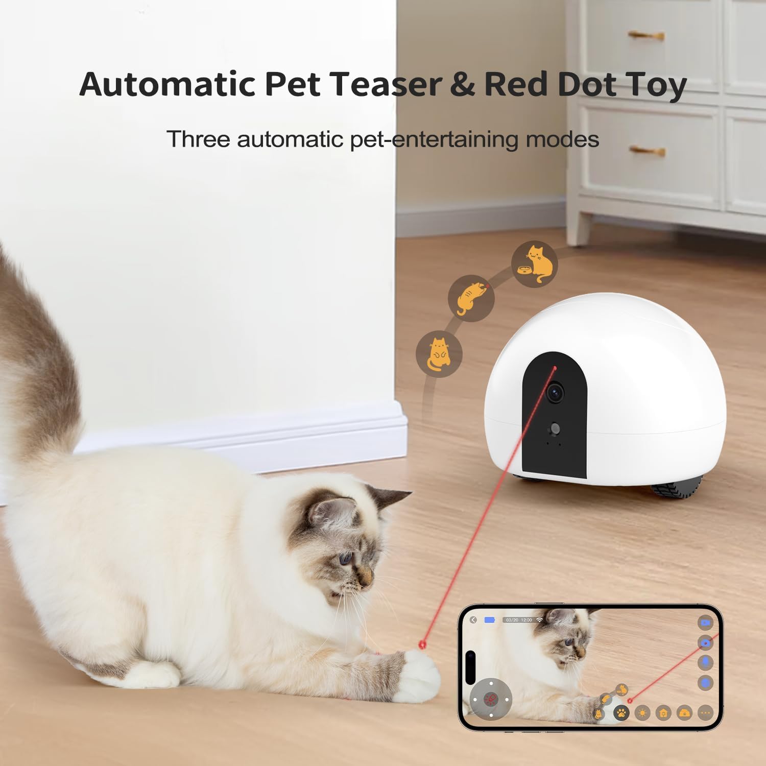 Pumpkii BQ70- Moving Robot for Dog and Cat, Pet Camera Treat Dispenser